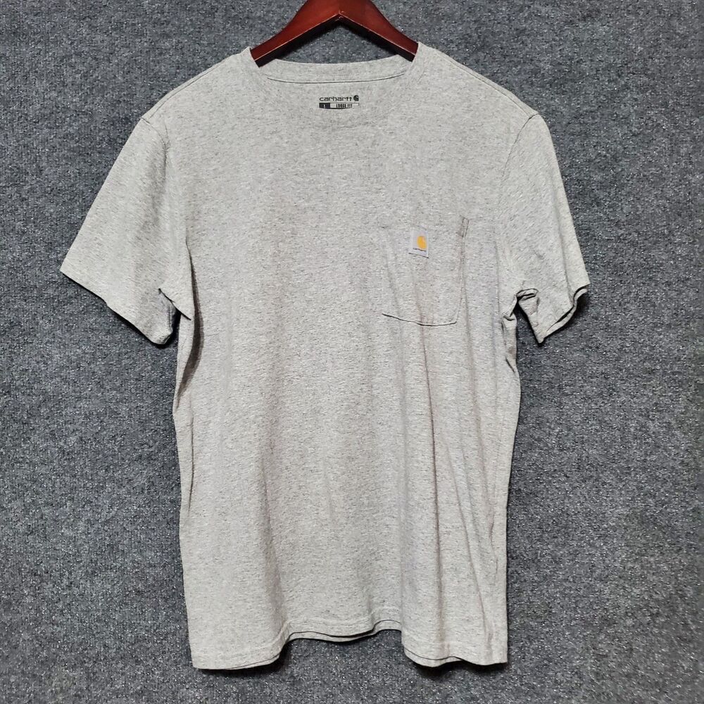 Carhartt Shirt Youth Large 12-14 Loose Fit Logo Front Pocket Heather Grey Grunge